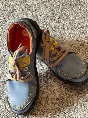 Tma Eyes Blue and Yellow Leather Shoes